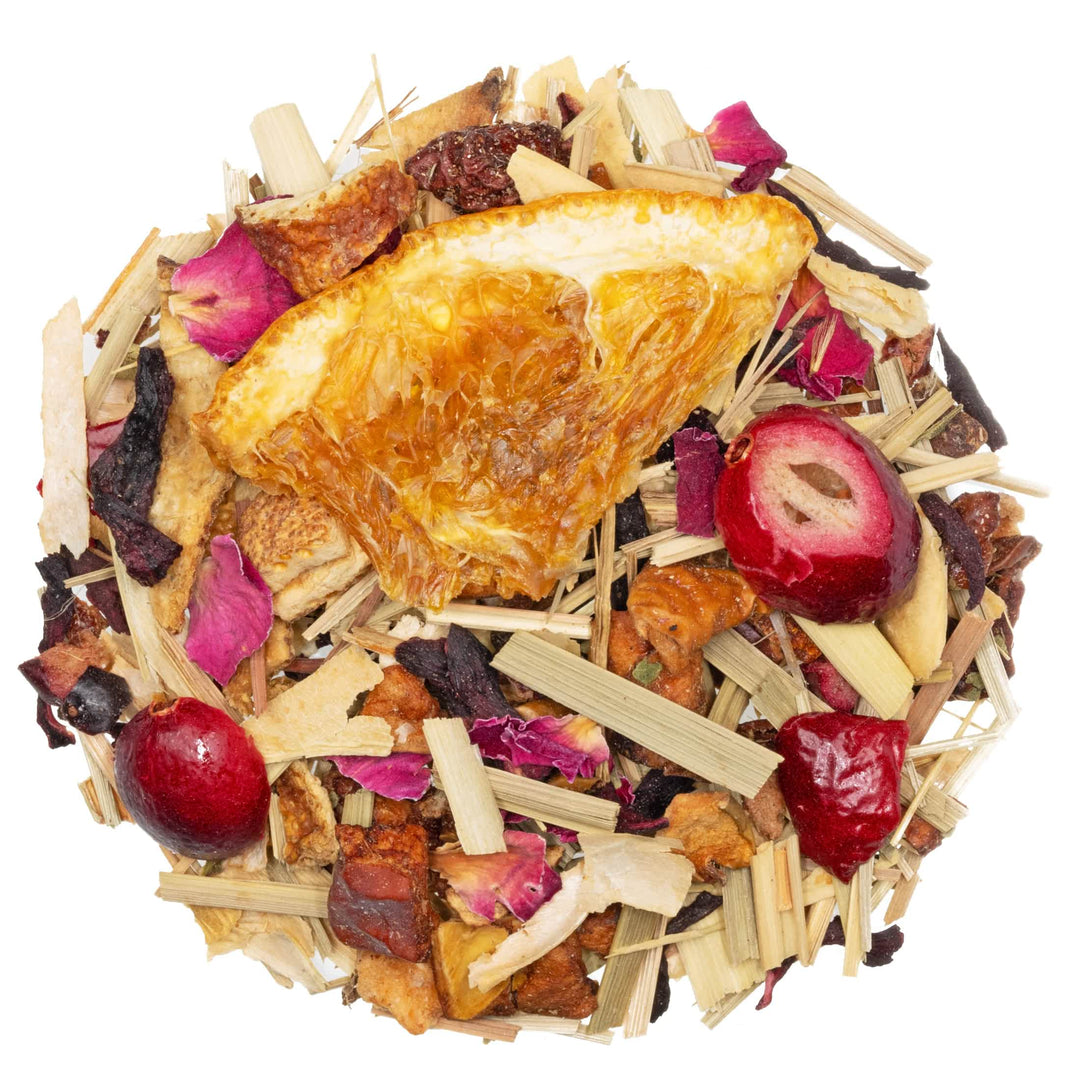 Lose Früchteteemischung Bergsträßer Sonnenaufgang mit Orangenschalen und Cranberries