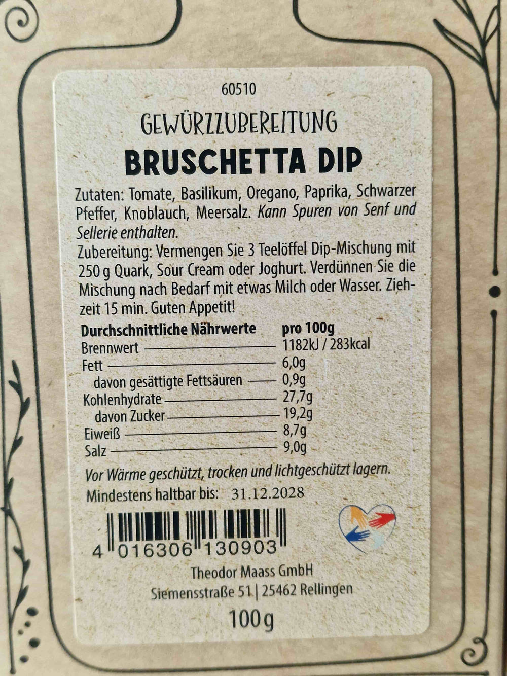 Streuwerk Bruschetta Dip – Zutaten, Nährwerte und Zubereitung