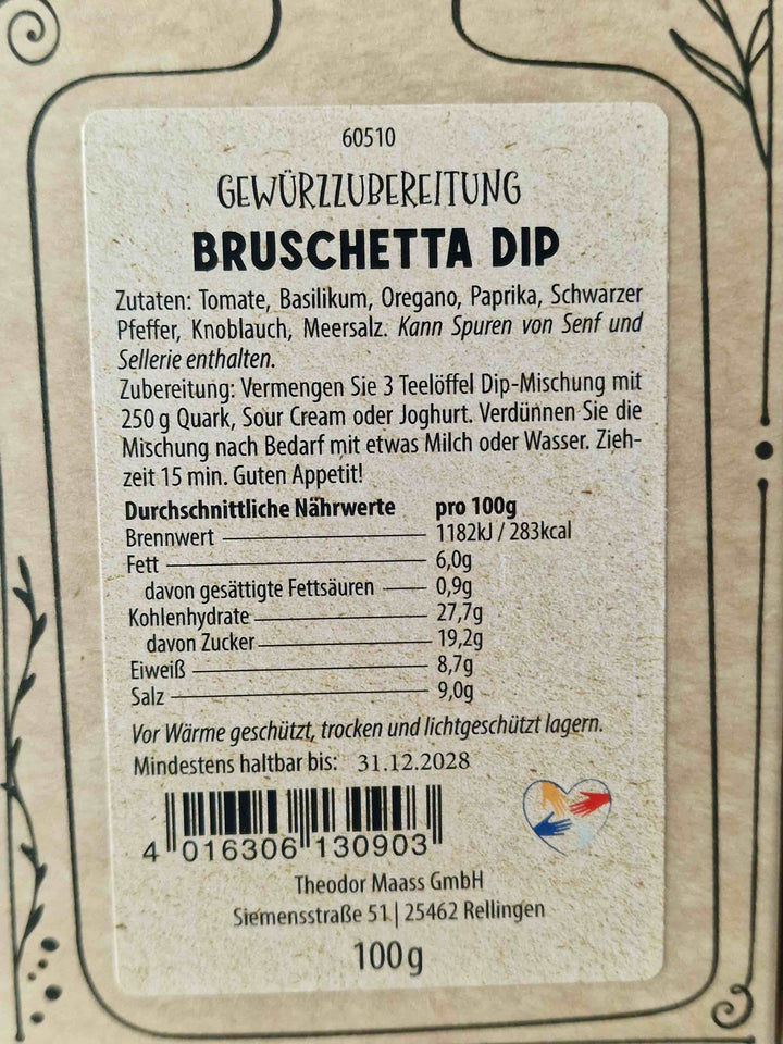 Streuwerk Bruschetta Dip – Zutaten, Nährwerte und Zubereitung