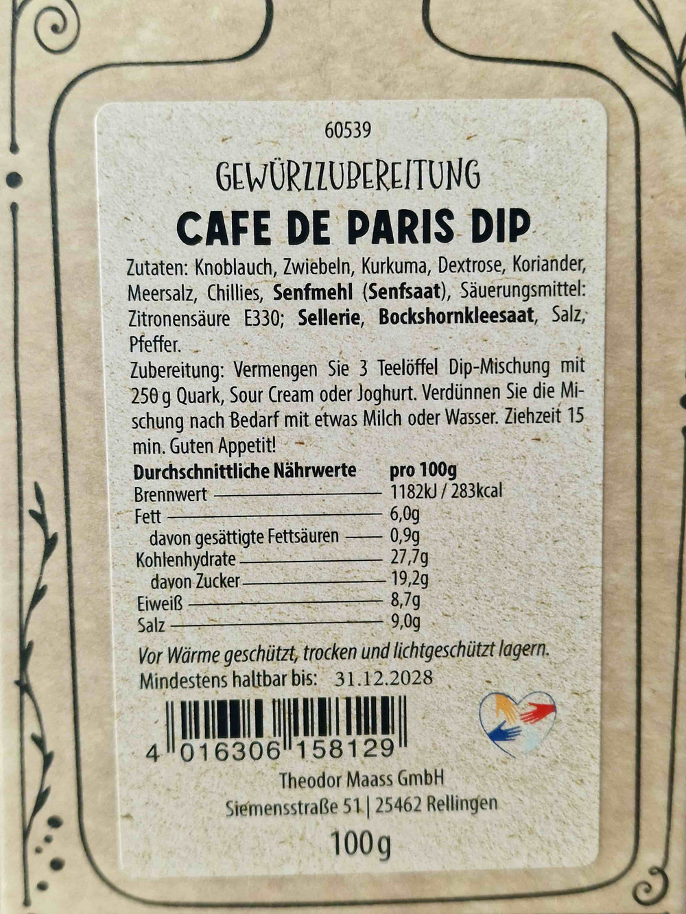 Streuwerk Café de Paris Dip – Zutaten, Nährwerte und Zubereitung