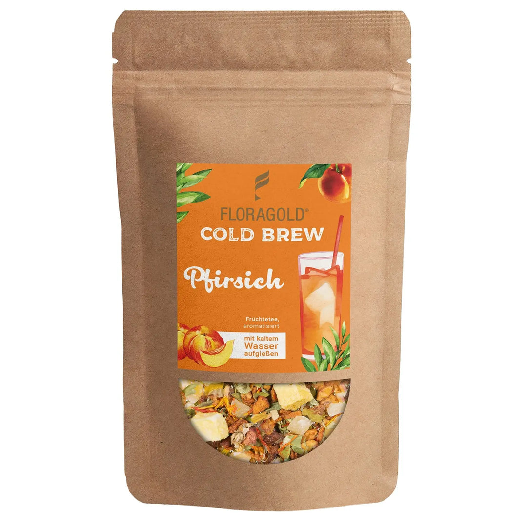 Cold Brew Pfirsich von Floragold im Kraftpapier-Zipbeutel