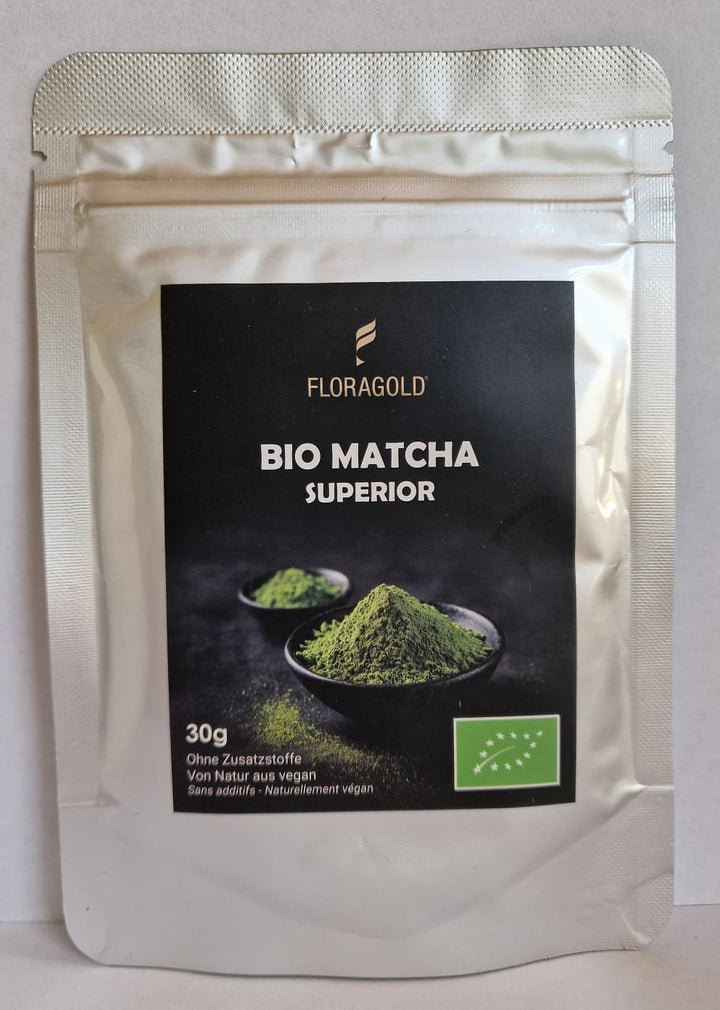 Floragold Bio Matcha Superior 30g im wiederverschließbaren Zip-Beutel