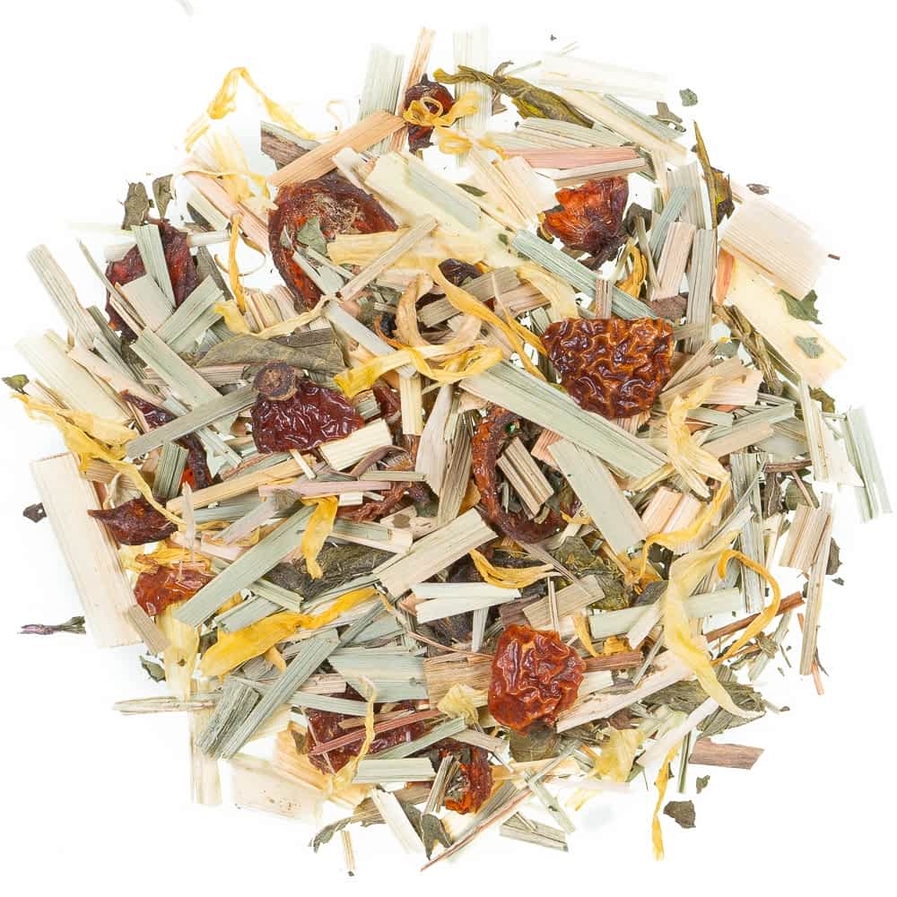 Lose Teemischung Kräutertee Frühstückskräuter mit Lemongras, Minze und Blüten