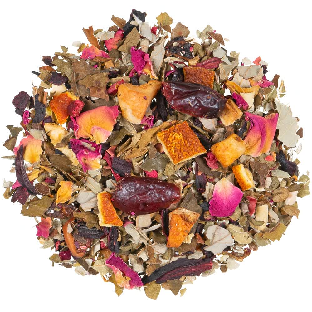 Lose Kräuterteemischung mit Cranberry, Granatapfel und Blüten