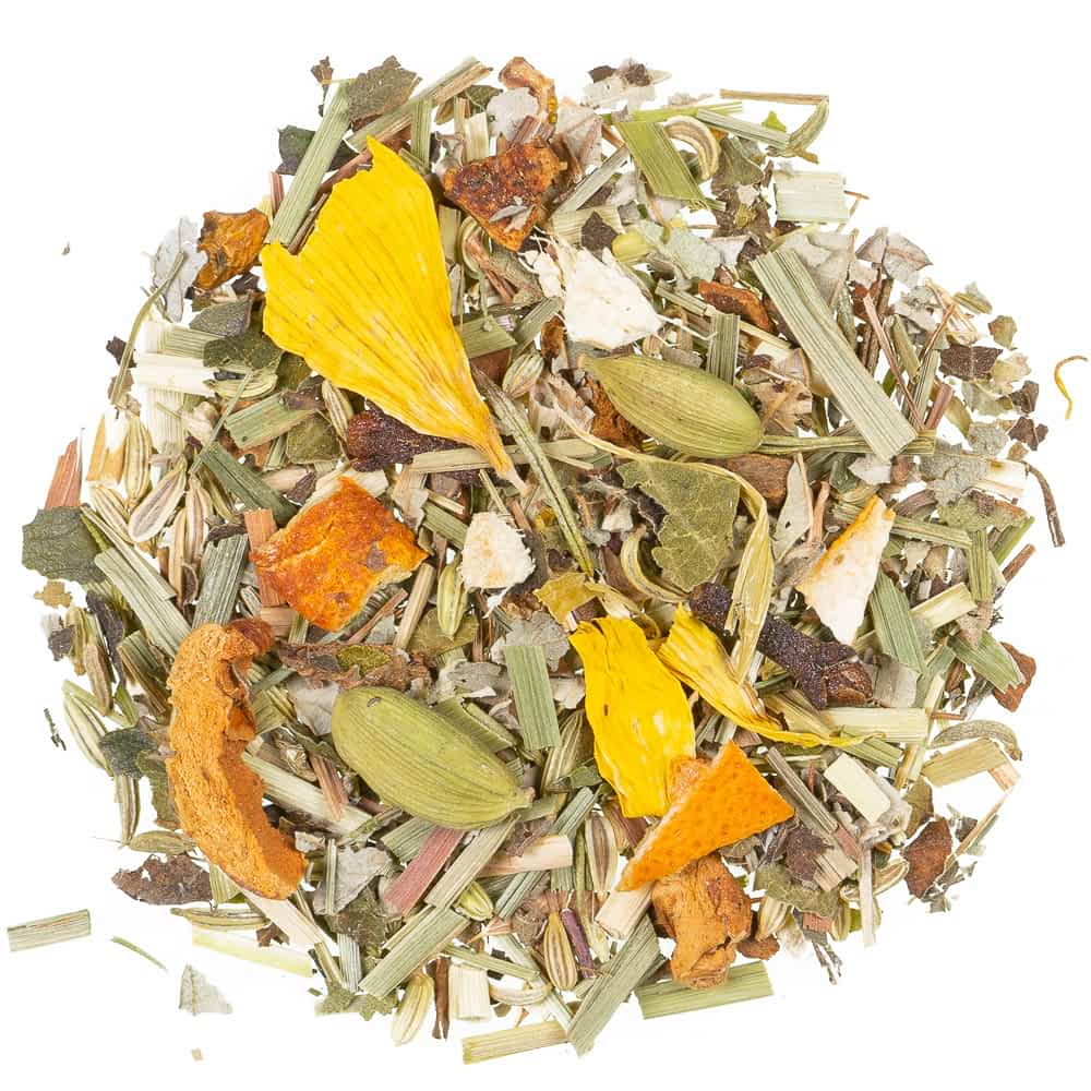 Lose Kräuterteemischung Morgengedicht mit Lemongras, Gewürzen und Blüten