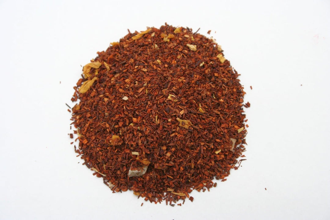 Lose Teemischung Rooibostee Rooibusch Maracuja-Orange mit Mangostücken und Orangenfruchtstücken