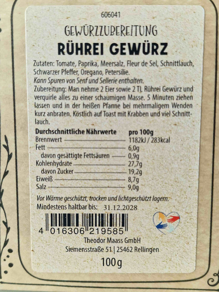 Streuwerk Rührei Gewürz – Zutaten, Nährwerte und Zubereitung