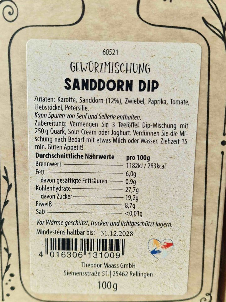 Streuwerk Sanddorn Dip – Zutaten, Nährwerte und Zubereitung