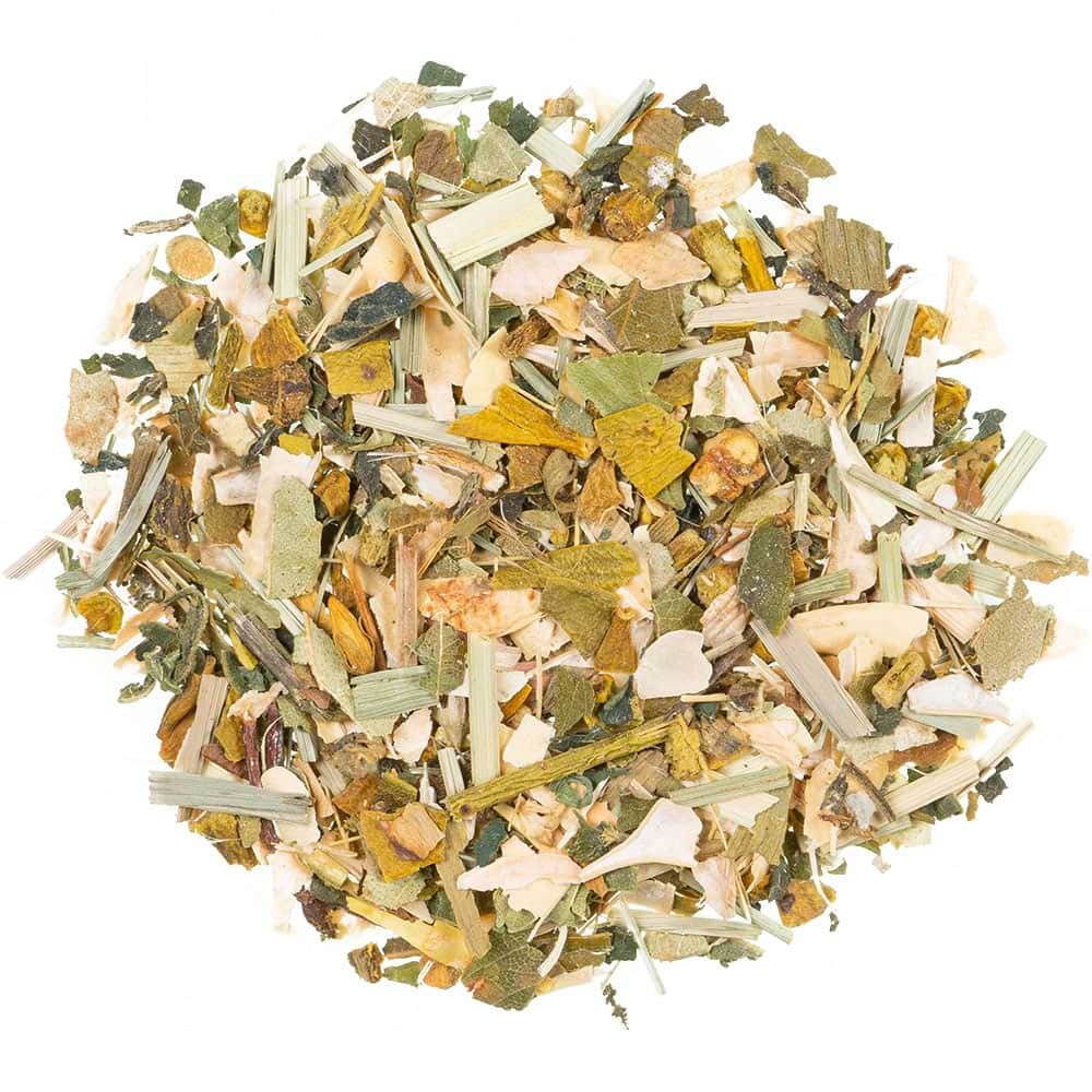 Loser Kräutertee mit Mistelkraut, Bohnenschalen, Birkenblättern und Lemongras