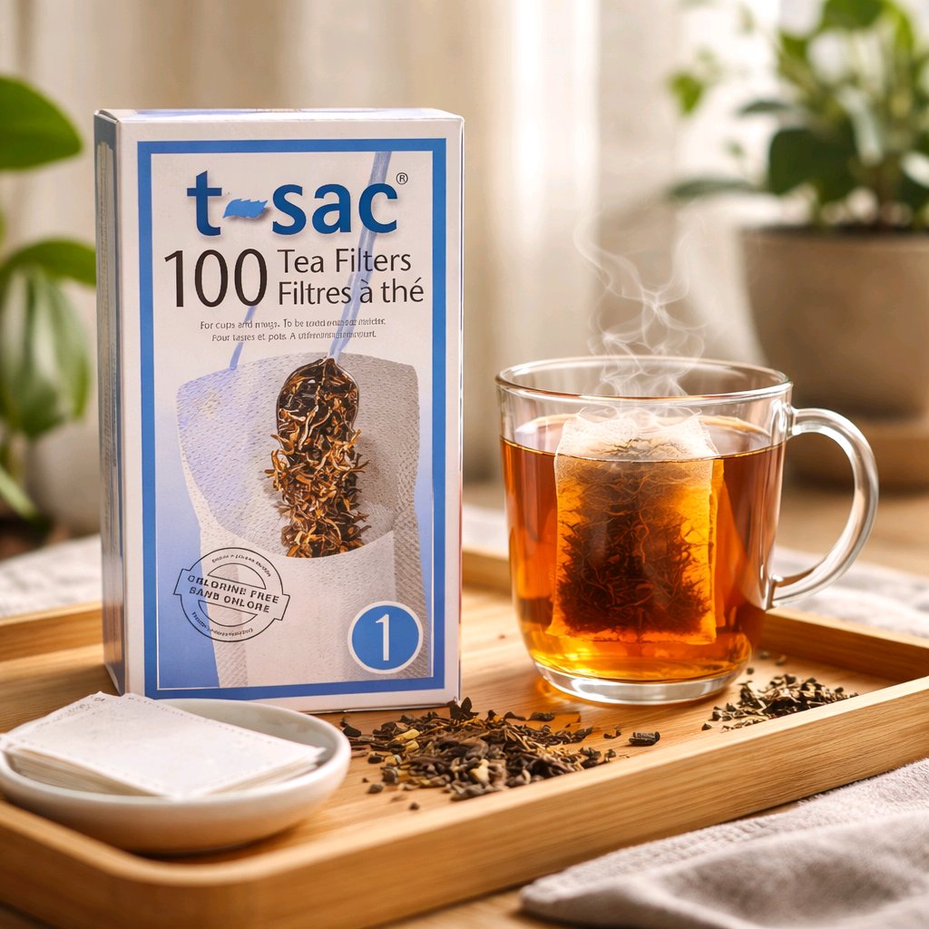 t-sac Teefilter Größe 1 im Einsatz in einem Teeglas