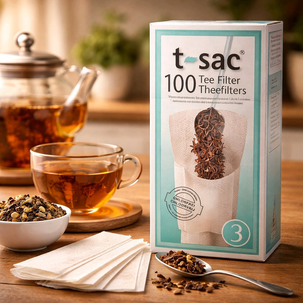 t-sac Teefilter Größe 3 im Einsatz mit einer Teekanne