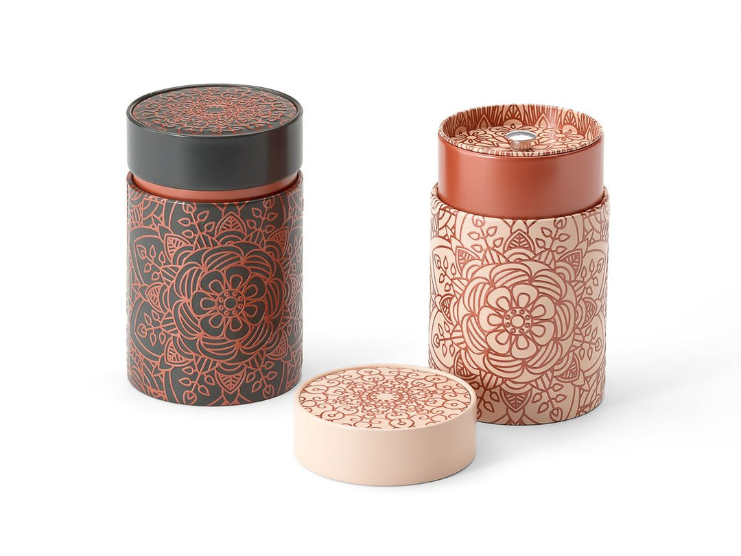 Runde Teedose Mandala 150 g mit filigranem Ornamentmotiv