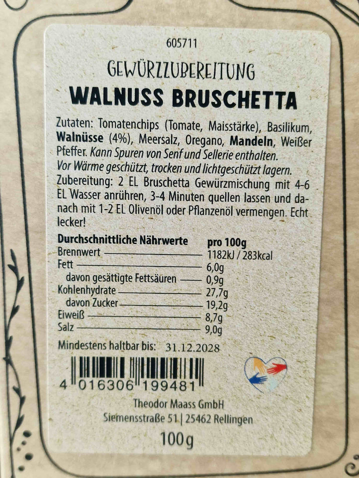 Streuwerk Walnuss Bruschetta – Zutaten, Nährwerte und Zubereitung